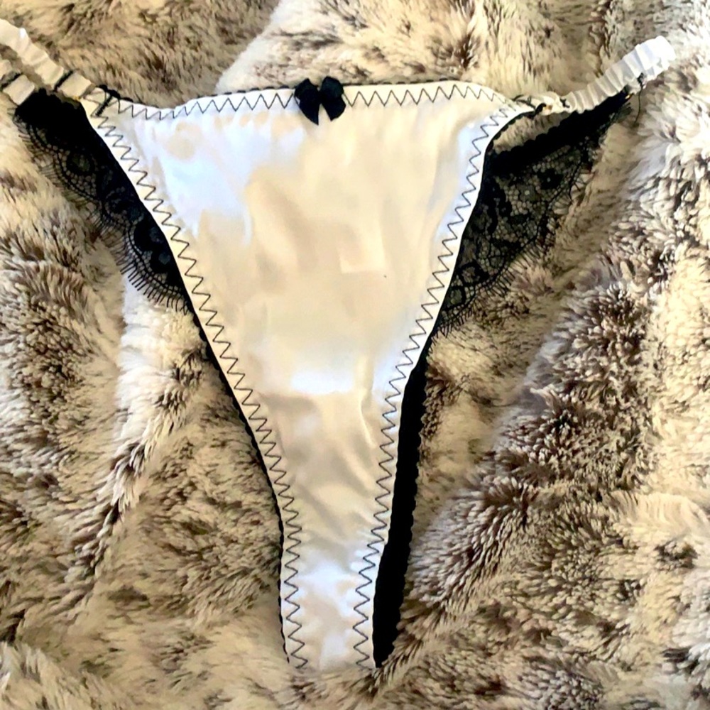 Classic sexy satin white thong